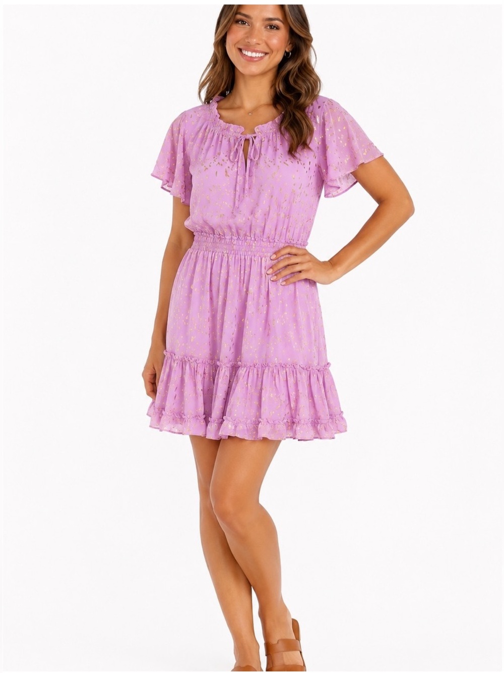 Buddy Love Lavender Dress with Gold Foil